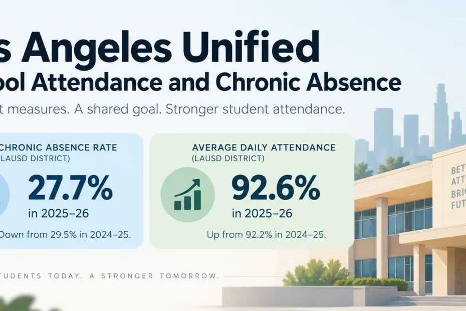 Los Angeles Unified School Attendance and Chronic Absence show attendance improvements and absenteeism concerns in the district.
