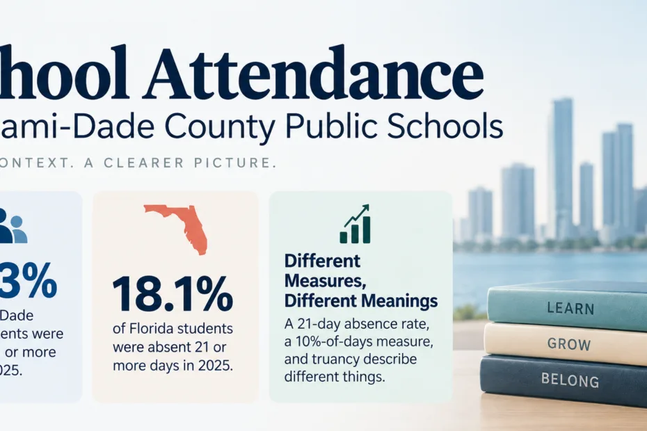 Students and teachers in Miami-Dade County Public Schools discussing attendance and absenteeism issues.
