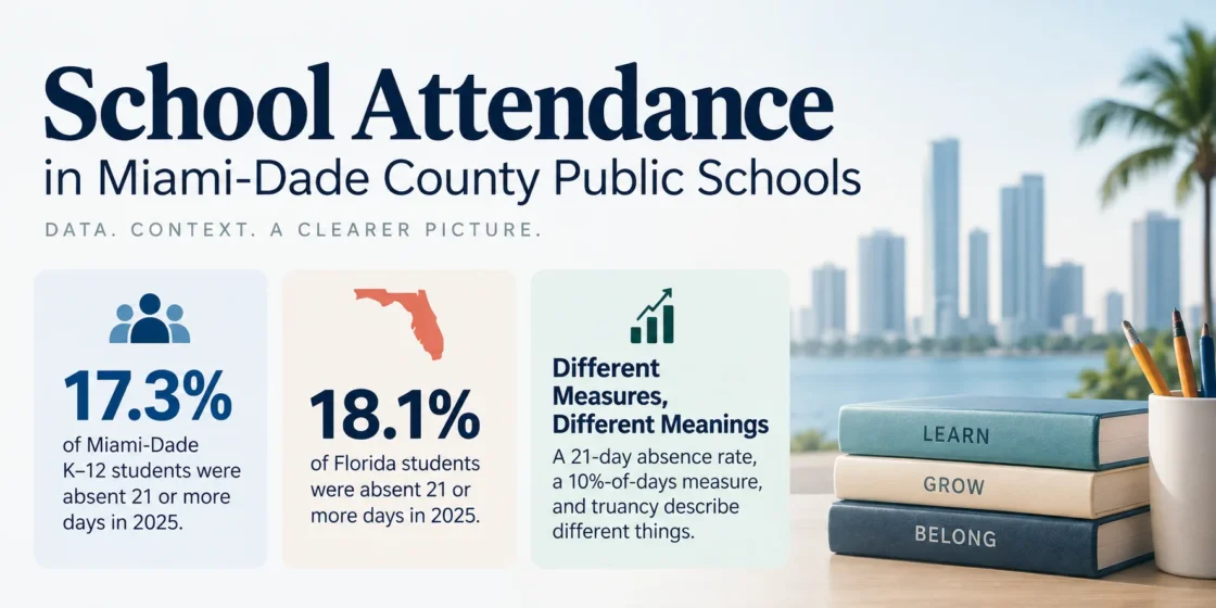 Students and teachers in Miami-Dade County Public Schools discussing attendance and absenteeism issues.